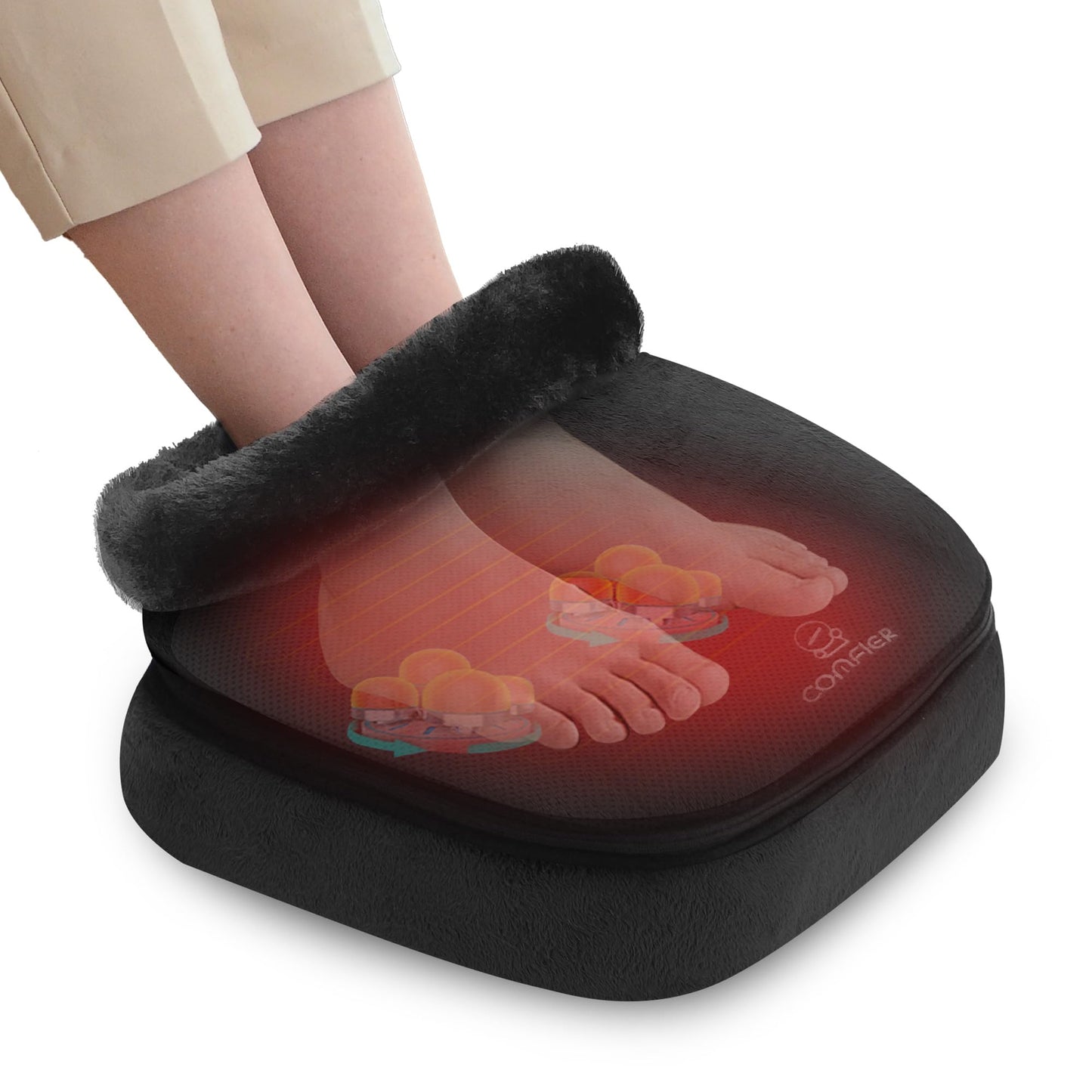 COMFIER Foot Massager with Heat, Electric Foot Warmer,Gifts for Women,Men, Shiatsu Feet Massager Machine for Plantar Fasciitis,Neuropathy, 2-in-1 Foot & Back Massager, Foot Heater
