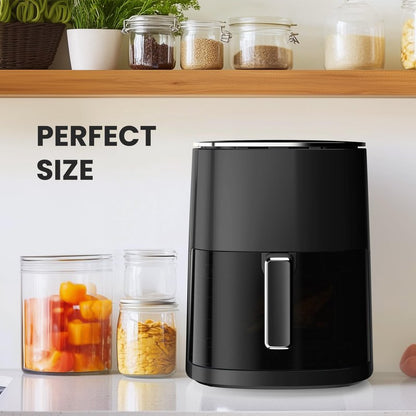 NEWBULIG Air Fryer, 6QT Square Airfryer with Visual Window, 400℉ Fast Heating Air Fryers Oven with Timer, Auto-Off, Non Toxic & Non Stick, Multiple 12 Modes for Roast, Bake, Dehydrate, Fry, Reheat