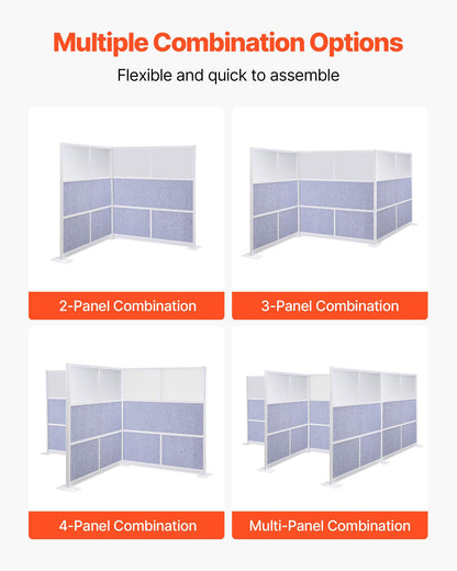VEVOR Office Divider Privacy Partition, 1-Pack, 70" x 70" Modular Wall Room Divider, PET Workstation Cubicle Partition with Frosted Windows, Freestanding Privacy Panel Wall for Office Library