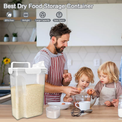 Komzon Rice Container, Airtight Rice Storage Container 10lb, Cereal Containers Storage, BPA Free Food Dispenser with Pouring Spout Handle for Flour Pasta Grain, Pet Dog Cat Bird Food Storage Container