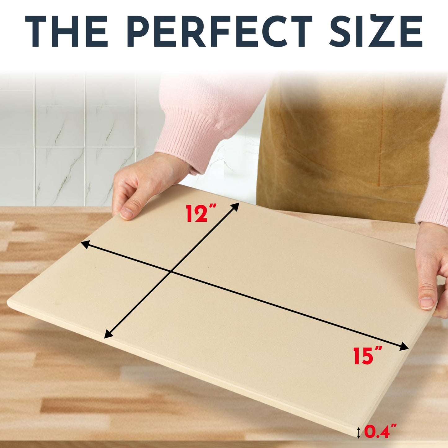 Large Pizza Stone for Oven – 15 x 12 inch Rectangular Pizza Stone for Grill, Even Heating for Perfect Crispy Crusts! Crack Resistant and Easy to Clean, Pizza Making Accessories