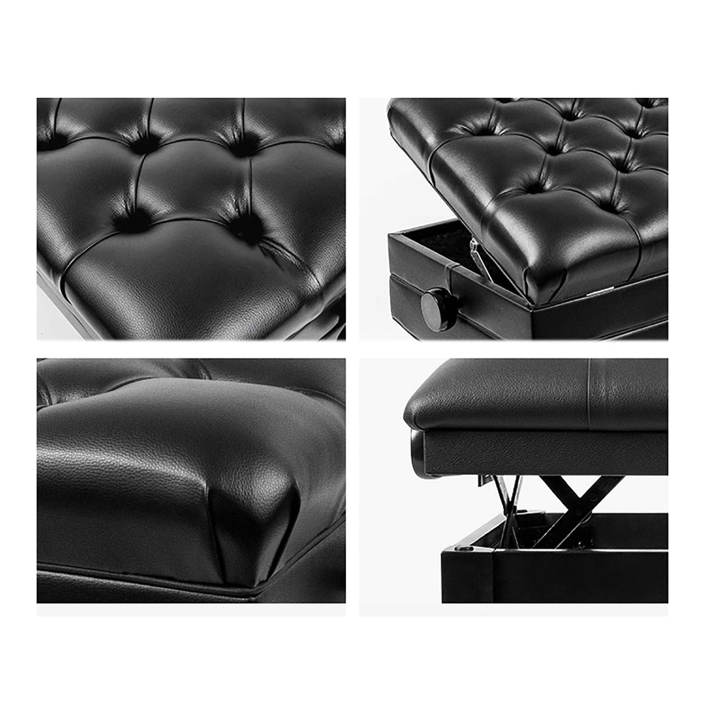 EliteBloom Leather Piano Bench Adjustable Height Deluxe Piano Stool Piano Bench with Thick Cushion Leather Padded for Home & Professional Use,Black,Teakwood Brown