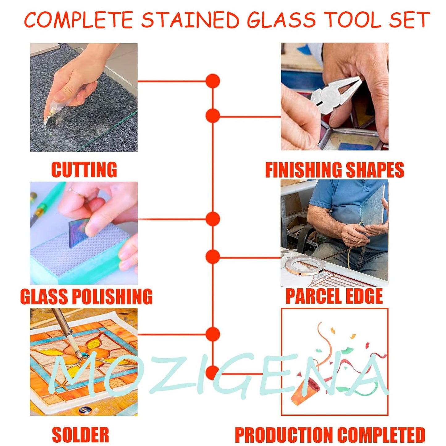 Stained Glass Kit, Stained Glass Supplies, Stained Glass Kits for Beginners, with 80W Soldering Iron Kit, Glass Cutter Tool Kit, Copper foil Tape, Cut Resistant and Welding Gloves
