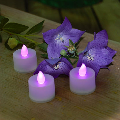 LumaBase Battery Operated Tea Light Candles, Green, Set of 12
