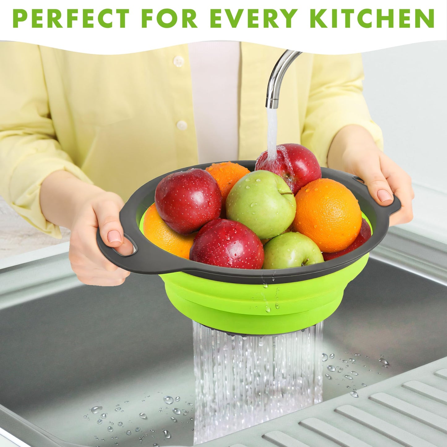 Silicone Collapsible Colander Sink Colander Collapsible Camping Versatile Collapsible Strainer Sink strainer basket over Sink Strainer (Red Green Blue)