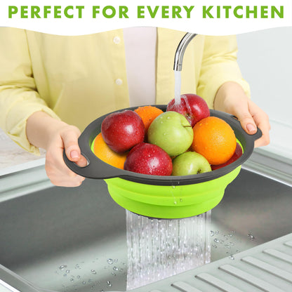 Silicone Collapsible Colander Sink Colander Collapsible Camping Versatile Collapsible Strainer Sink strainer basket over Sink Strainer (Red Green Blue)