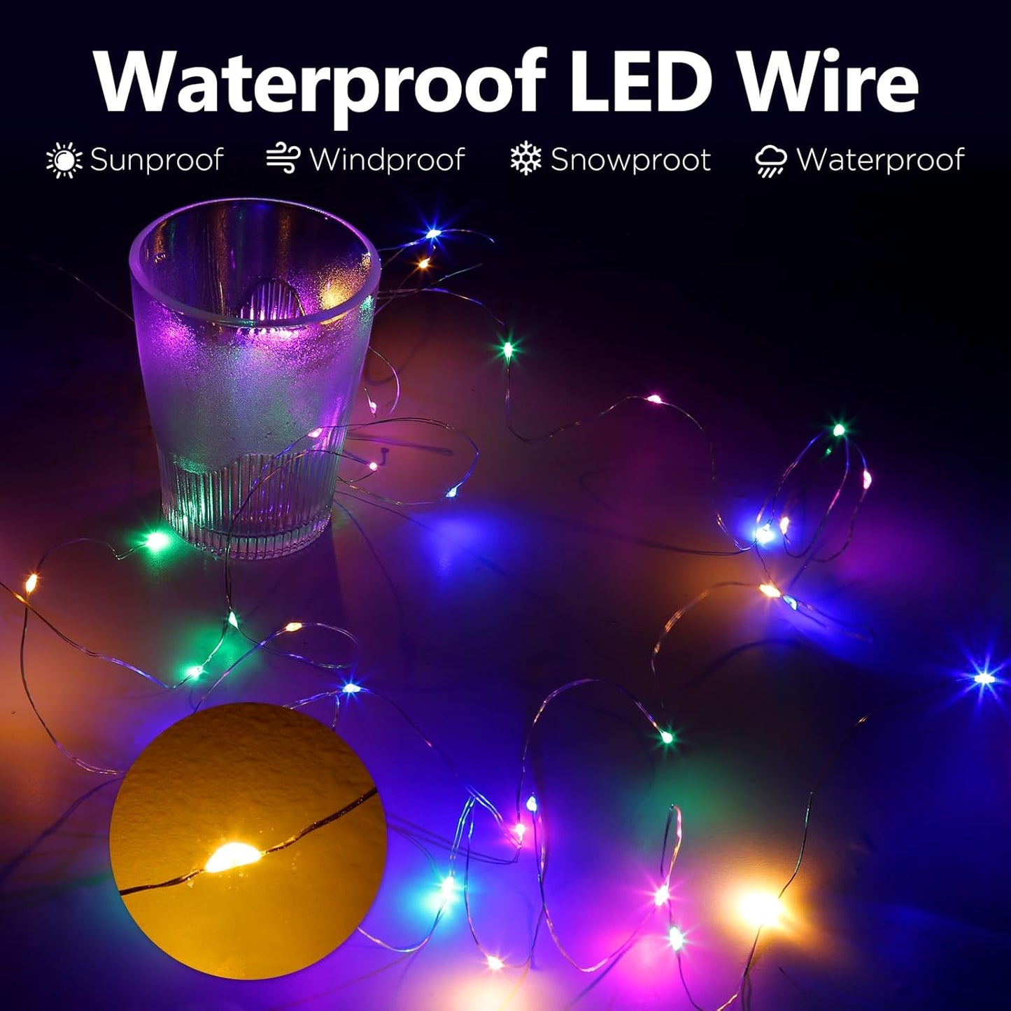 YPHSOL 16.4ft 50LED 2 Pack) Fairy Lights Battery Operated String Lights Flashing and Constant Light Waterproof Silver