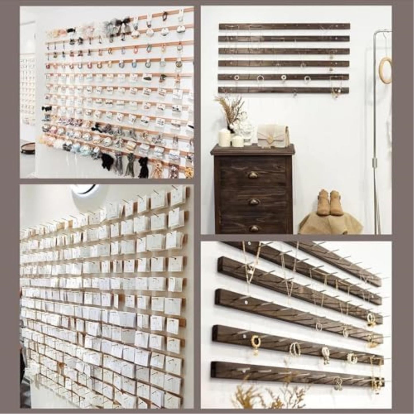 HOTAPEPU Wall Mounted Jewelry Organizer - 3 Piece Hanging Display Rack for Bracelets, Rings Bangles - Perfect for Retail Jewelry Store Displays Boutique Showcases~/