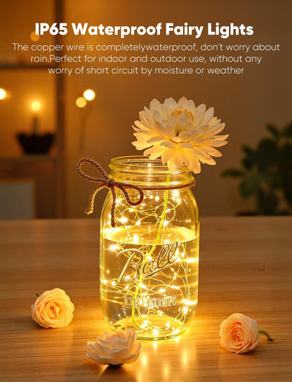 24 Pack 7ft 20LED Brightown LED Fairy Lights Battery Operated String Lights, Waterproof Silver Wire String Lights