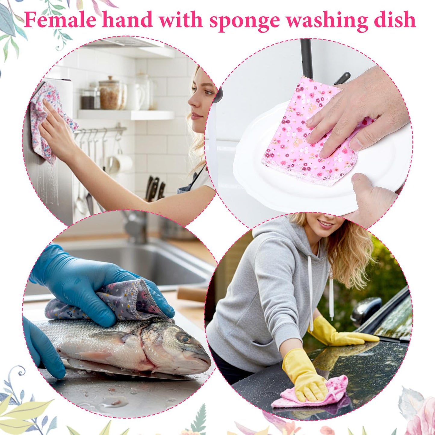 36pcs Reusable Paper Towels Rolls Kitchen Towels Bulk Washable Paperless Cloth Cotton Hand Napkins Reusable Napkins Flowers Cleaning Cloths Cotton Cloth for Kitchen Bathroom Christmas