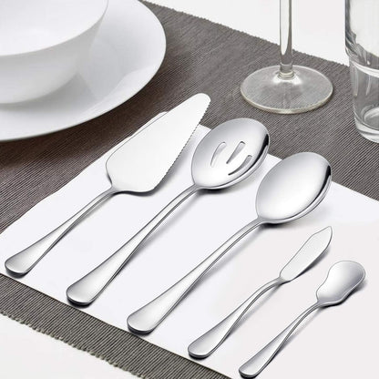 LIANYU 5-Piece Serving Set, Stainless Steel Flatware Hostess Set, Mirror Finished, Dishwasher Safe