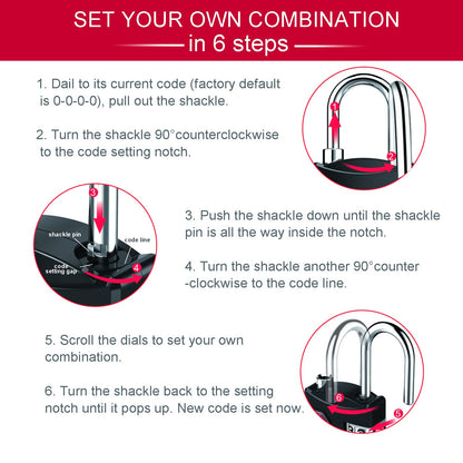 ZHEGE Luggage Lock, TSA Approved Travel Lock, 4 Digit Combination Padlock with Flexible Cable (30 Inch) for Suitcase, Backpack, Cabinet, Drawer (1 Pack, Black)