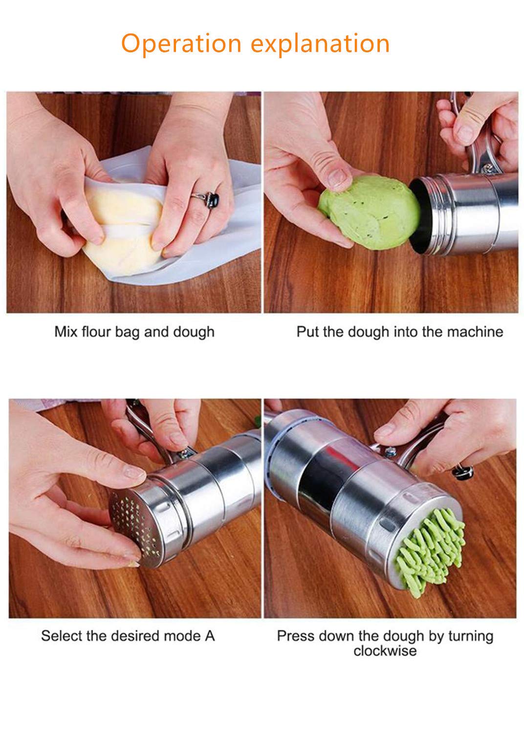 Stainless Steel Noodle Maker,Manual Pasta Machine Stainless Steel Pasta Maker Pasta Press Noodle Machine, kitchen Aid Asseccories Pasta Tools