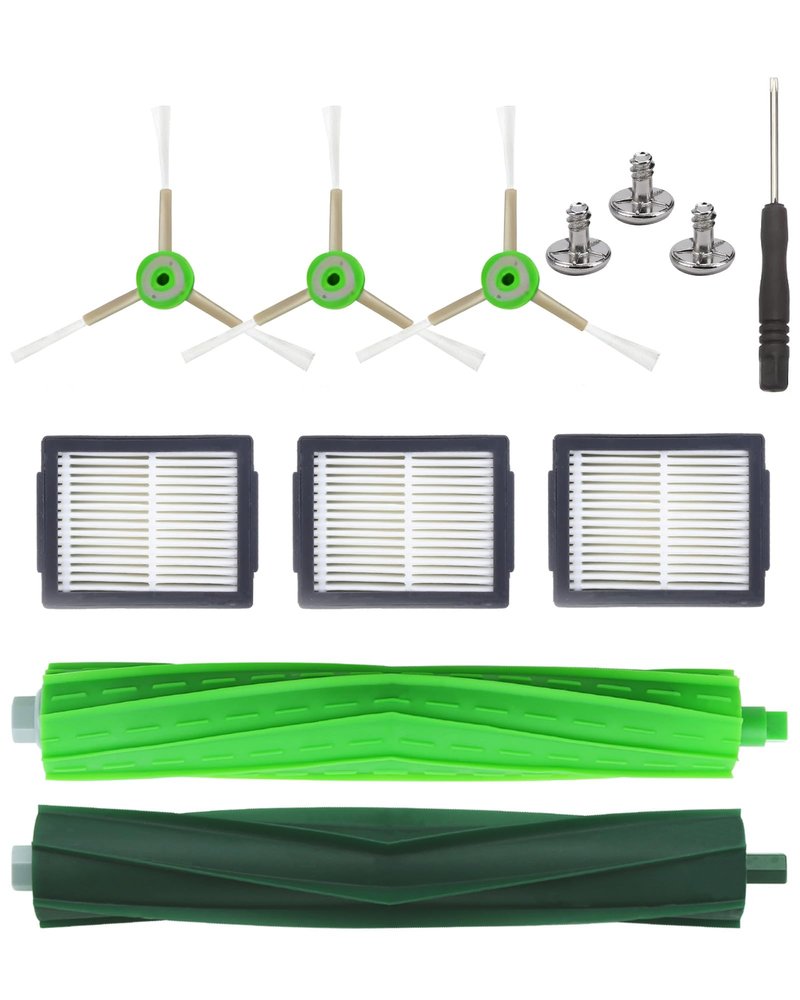 Replacement Parts for iRobot Roomba - Multi-Surface Rubber Brushes, HEPA Filters, Edge-Sweeping Brushes - Compatible with i Series (i3/i4/i6/i7/i8), J7, E Series (E5/E6/E7) Vacuum Cleaners