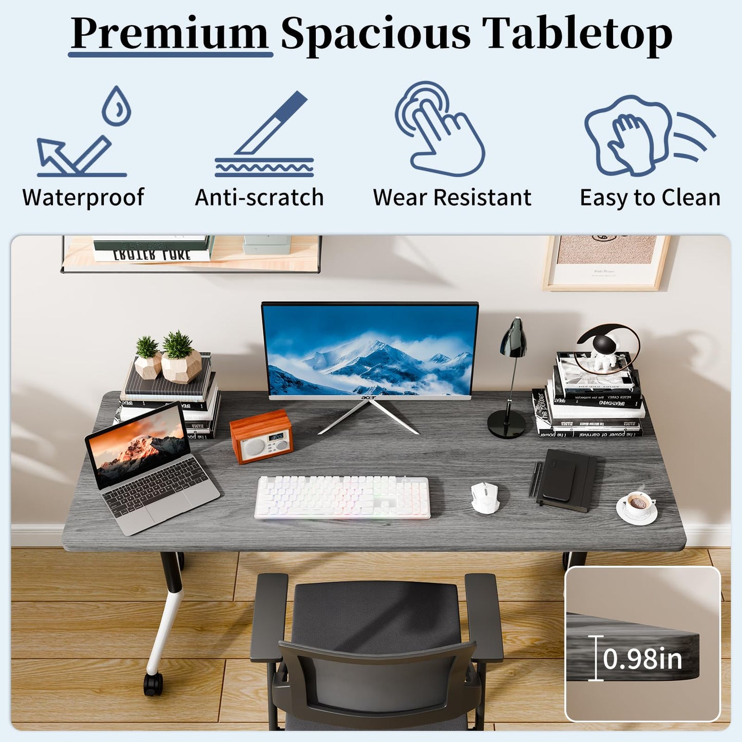 Modular Folding Conference Table with Wheels,8 Pack Mobile Conference Room Tables,Filp Top Rolling Meeting Training Tables for Office,Classroom,Library,Seminar,Boardroom,school(8pack,Grey,71in)