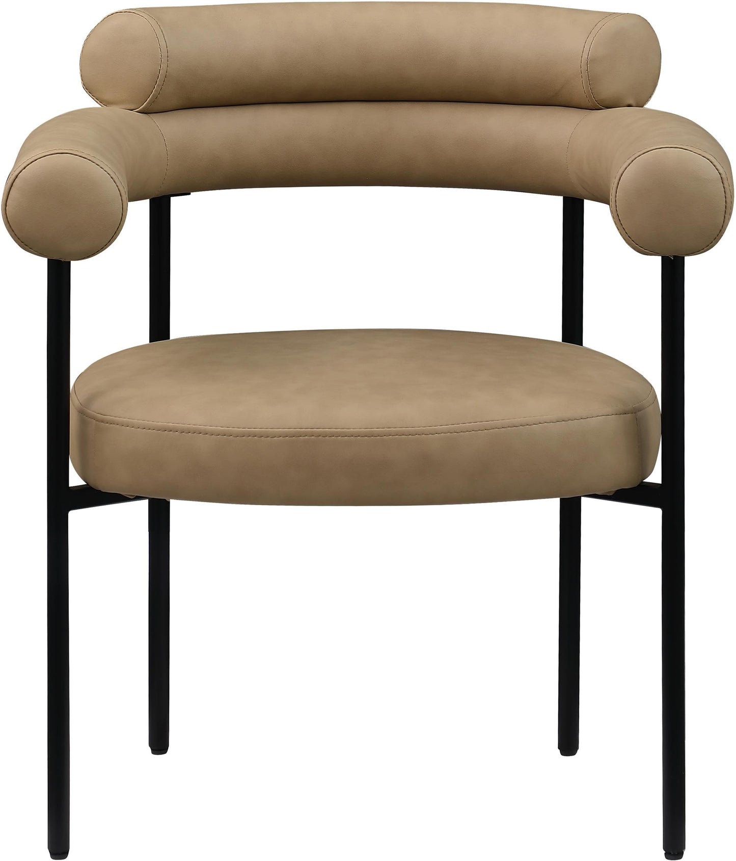 Meridian Furniture Blake Collection Modern | Contemporary Upholstered Dining Chair with Metal Frame, 28.5" W x 24" D x 31.5" H, Tan, Set of 2