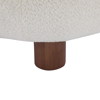 Merax Modern Boucle Accent Chair, Upholstered Barrel Armlesschair with Solid Wood Legs, Comfy Lounge Reading Chair for Living Room Bedroom, White