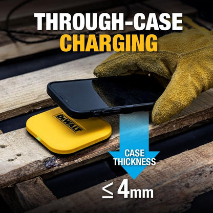 DEWALT Heavy Duty Wireless Charger, 10W Max Fast Wireless Charging Pad Compatible with iPhone 16/15/14/13/12/11/X/8 Pro Max Plus, Samsung Galaxy S22/S21, AirPods (Type C Cable & AC Adapter Included)