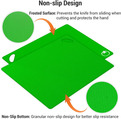 Kitchen Plastic Cutting Board Set, Extra Thick Flexible Non-Slip Chopping Board with Colored Icons, Set of 4