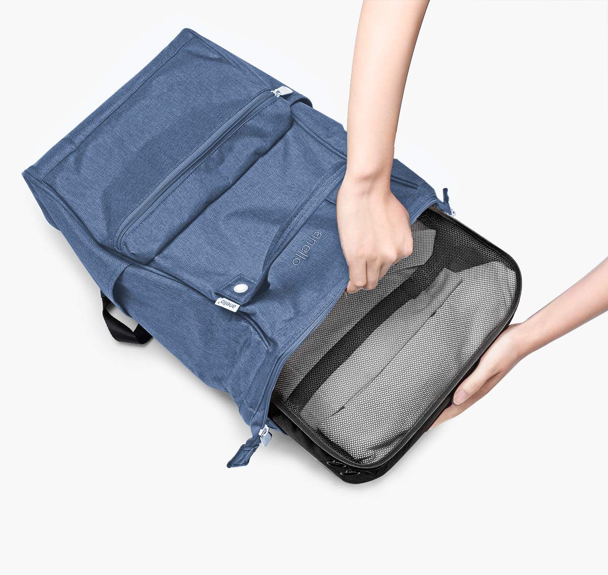 Packing Cubes 7 Pcs Travel Luggage Packing Organizers Set with Toiletry Bag (Black)