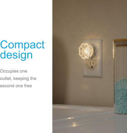 GE SleepLite Jewel LED Night Light, Plug-in, Always on, Amber, UL-Certified, Energy Efficient, Ideal Nightlight for Bedroom, Bathroom, Nursery, Hallway, Kitchen, 11286, 2 Pack