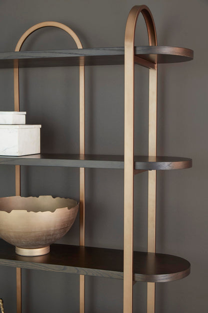 Signature Design by Ashley Brentmour 72" H Bookcase, Metallic & Dark Brown