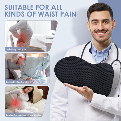 Ergonomic Memory Foam Lumbar Support Pillow, CMFY Breathable & Detachable & Washable, Lower Back Pillow for Office