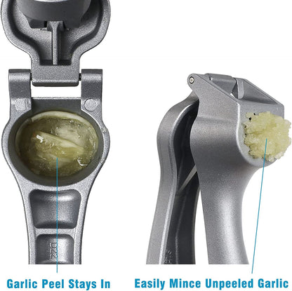 Pamperεd Chεf Garlic Press, Garlic Mincer Easy-squeeze Ergonomic Handle, No Need To Peel, Rust Proof, Professional Ginger Press & Garlic Crusher with Handy Cleaning Brush- Dishwasher Safe