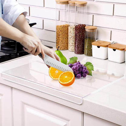 Acrylic Cutting Board with Counter Lip, 17" x 13" Clear Non-Slip Cutting Board for Kitchen Countertop Protection