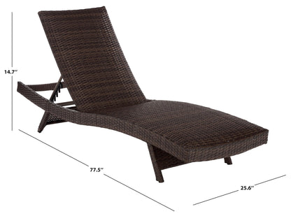SAFAVIEH Outdoor Patio Furniture Collection – Alex Brown & Taupe Quick Dry Foam Lounger, Adjustable Outdoor Chaise, Modern Curved Design (PAT7545B)
