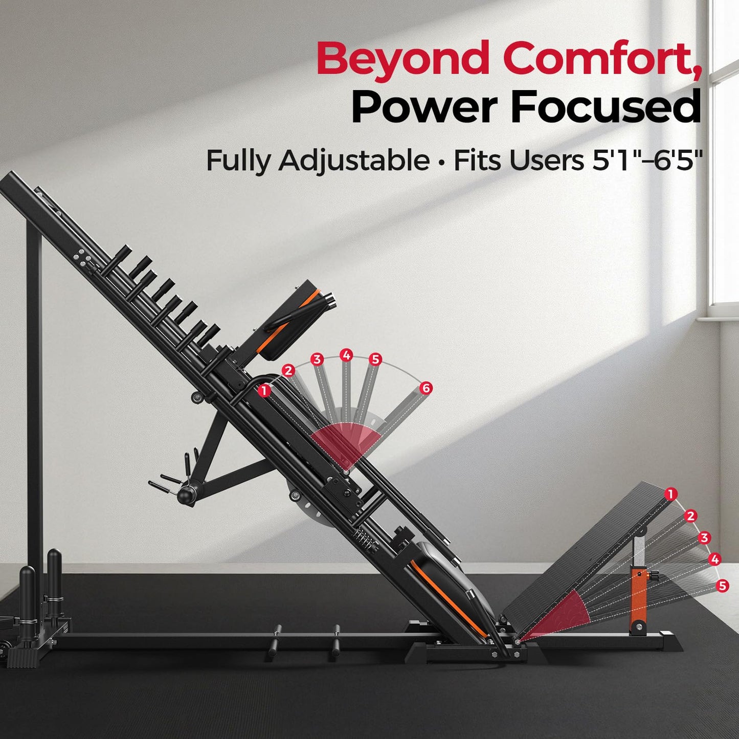 FEIERDUN 3‑in‑1 Leg Press Hack Squat Machine with Stretch Board – Adjustable Leg Press Machine for Home Gym with Full Range of Motion & Ultra-Quiet Pulley System
