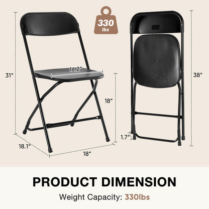 DUMOS Folding Chairs Sets of 10, 330lbs Plastic Stackable Portable Patio Dining Sets, Fold Up for Indoor Outdoor, Camping, Garden, Party, Meeting, Black