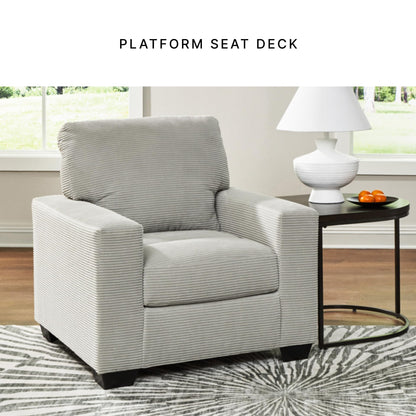 Signature Design by Ashley Ammon Urban Anti Sag Chair with Loose Seat Cushion, Light Gray