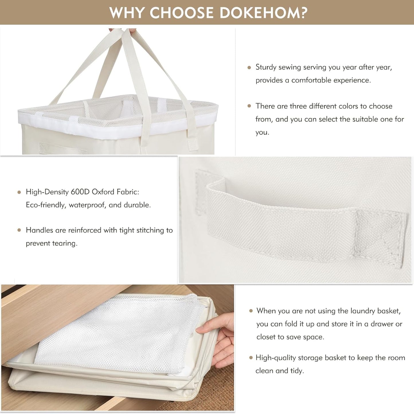 90L DOKEHOM X-Large Laundry Basket with Removable Wash Bag on Wheels, Collapsible Rolling Laundry Hamper, Foldable