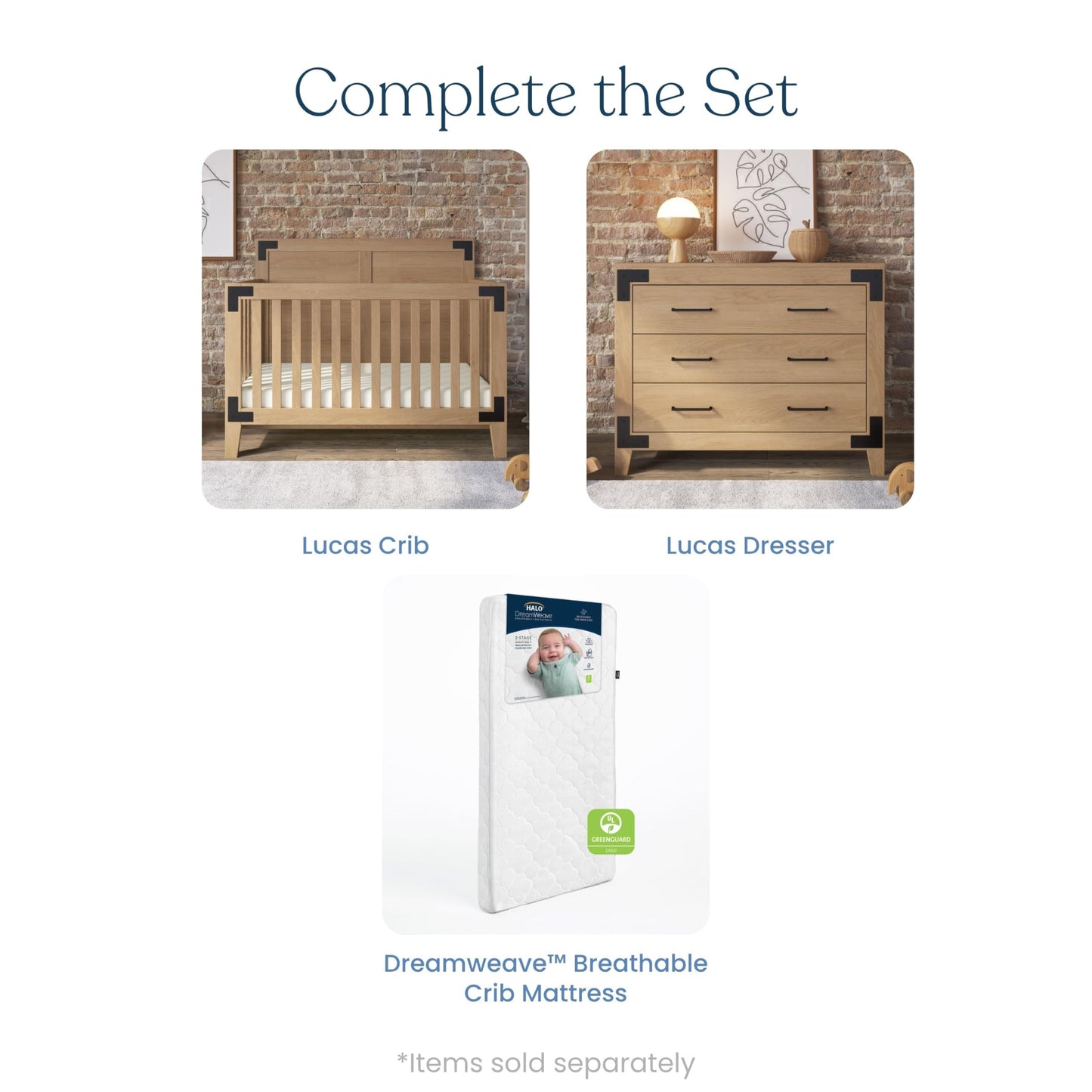 Child Craft Lucas Design 4-in-1 Convertible Baby Crib Nursery Furniture Set - Baby Bed, Toddler Bed and Full Size Bed, 3 Adjustable Mattress Positions, Real Wood, Baby Safe Finish (Nutmeg)