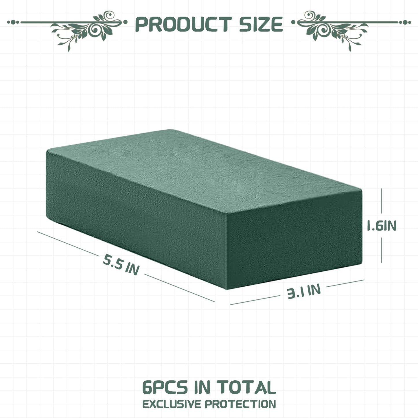 10 Pcs Floral Foam Blocks, Foam for Flower Arrangements(5.5"L x 3.1"W x 1.7"H), Green Dry & Wet Flower Foam, Florist Foam for DIY Crafts, Wedding, Birthdays, Home Decorations