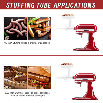 Stand Mixer Sausage Stuffer Kit Repalcement for KitchenAid FGA Food Meat Grinder Attachment, Sausage Stuffer Tubes Compatible with KitchenAid Mixer Sausage Stuffer Maker