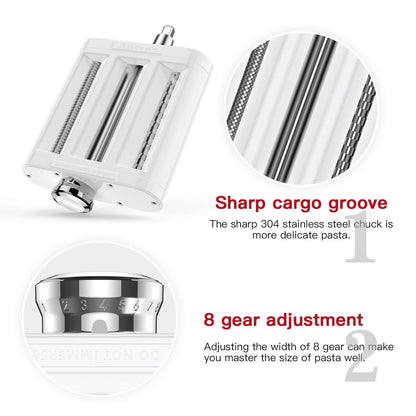 ANTREE 3-1 Pasta Maker Attachment for KitchenAid includes Pasta Sheet Roller attachment & Spaghetti Cutter & Fettuccine Cutter attachment, Easy to use and clean with Pasta Drying Rack & Cleaning Brush