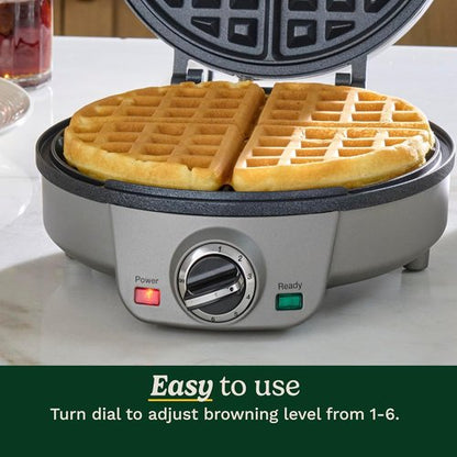 Cuisinart Belgian Waffle Maker, Round Waffle Iron, 6 Setting Adjustable Browning, Audible Alert, Nonstick Plates, WAF-200NAS