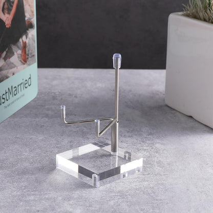 Sibba Adjustable Plate Stands for Display, Metal Arms, Clear Acrylic Base, Small Holder for Photos, Books, Home Décor