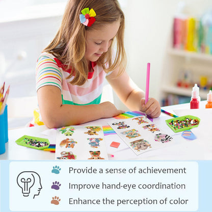xackcme 48 Pcs Diamond Art Painting Sticker Kits for Kids, Animal Diamond Gem Stickers Kit, 5D Animals Gem Art Stickers Mosaic for Kids Gift for Boys Girls 4-8-10-12 Years Old