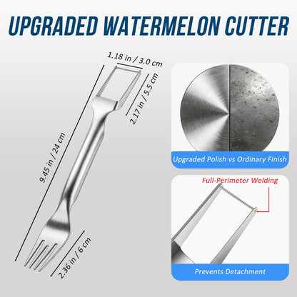 Watermelon Fork Slicer Cutter, 2-in-1 Stainless Steel Watermelon Slicer & Fruit Fork, Summer Kitchen Gadget for BBQ Parties, Camping & RV Adventures