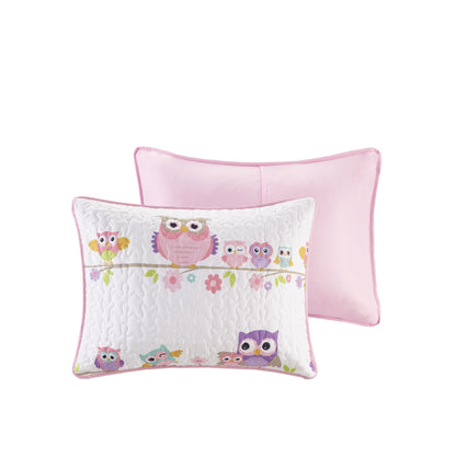 Comfort Spaces Quilt Set Novelty Design All Season Lightweight Coverlet Bedding Bedspread Kids, Teens Girls Bedroom Decor, Howdy Hoots Owl Pink, Full/Queen, 3 Piece