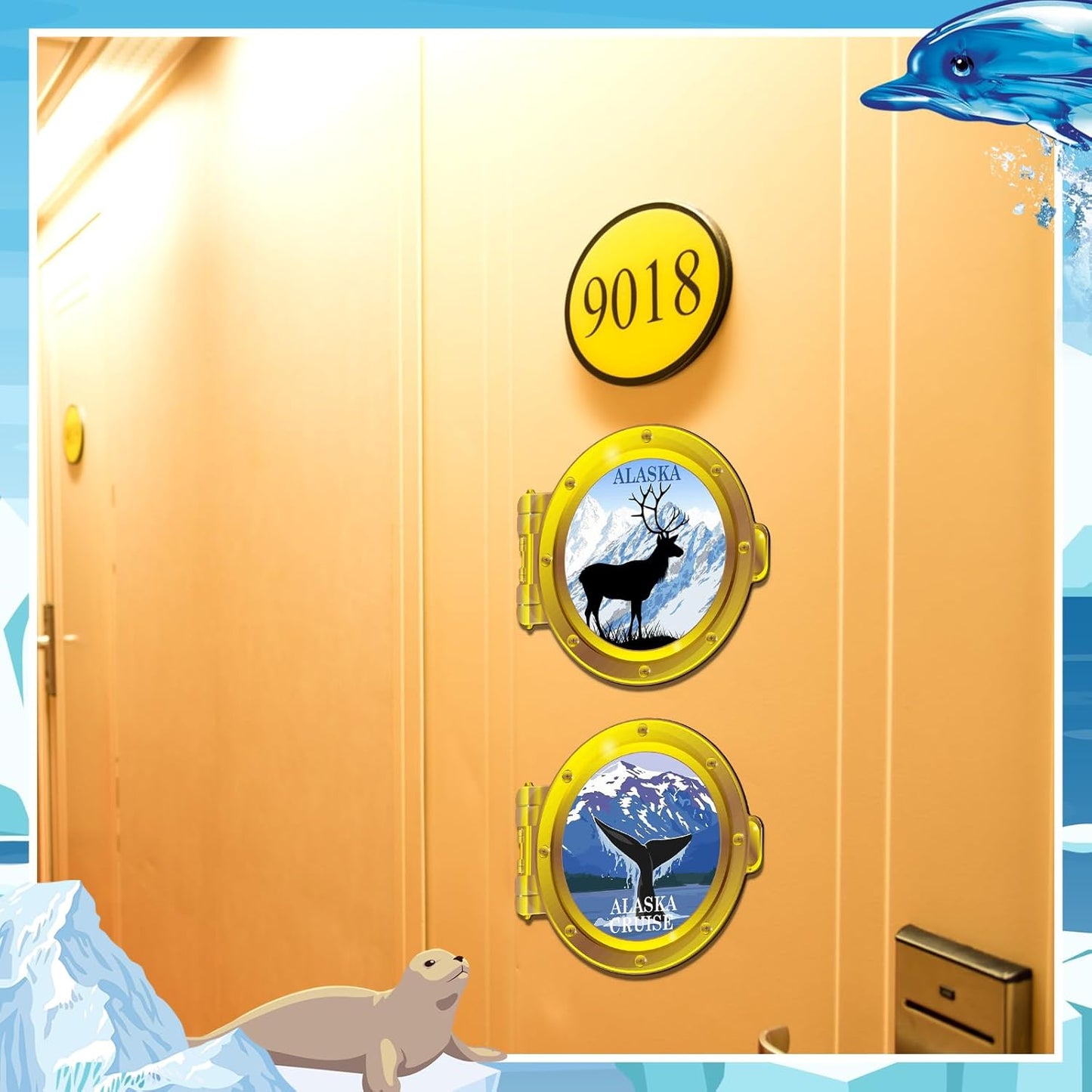 2 Pcs Alaska Cruise Door Decoration Magnets - Refrigerator Essentials for Cruise Ship Cabin Gift