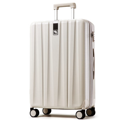 Hanke 29 Inch Luggage Suitcases with Spinner Wheels Lightweight PC Hardside Rolling Suitcase with Travel Lock, Checked-Large (Ivory White)