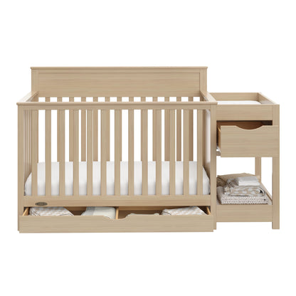 Graco Shiloh 5-in-1 Convertible Crib & Changer with Drawer – GREENGUARD Gold Certified Baby Crib Crafted from Wood, Converts to Toddler Bed, Daybed, and Full-Size Bed (Driftwood)