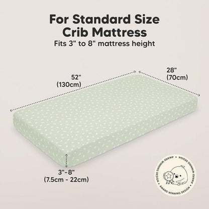 KeaBabies Organic Crib Sheets - 2-Pack Fitted Jersey Cotton for Baby Bed | Soft & Breathable 52x28 (Herb)