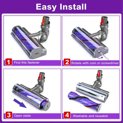 Lemige V9 V12 Vacuum Attachments Head Replacement Parts for Dyson V9 Motorbar V12 Detect Slim SV18 Digital Slim Cordless Vacuum Cleaner, Upgrade Anti-Tangle Quick Release Motor-Head Brush Roller
