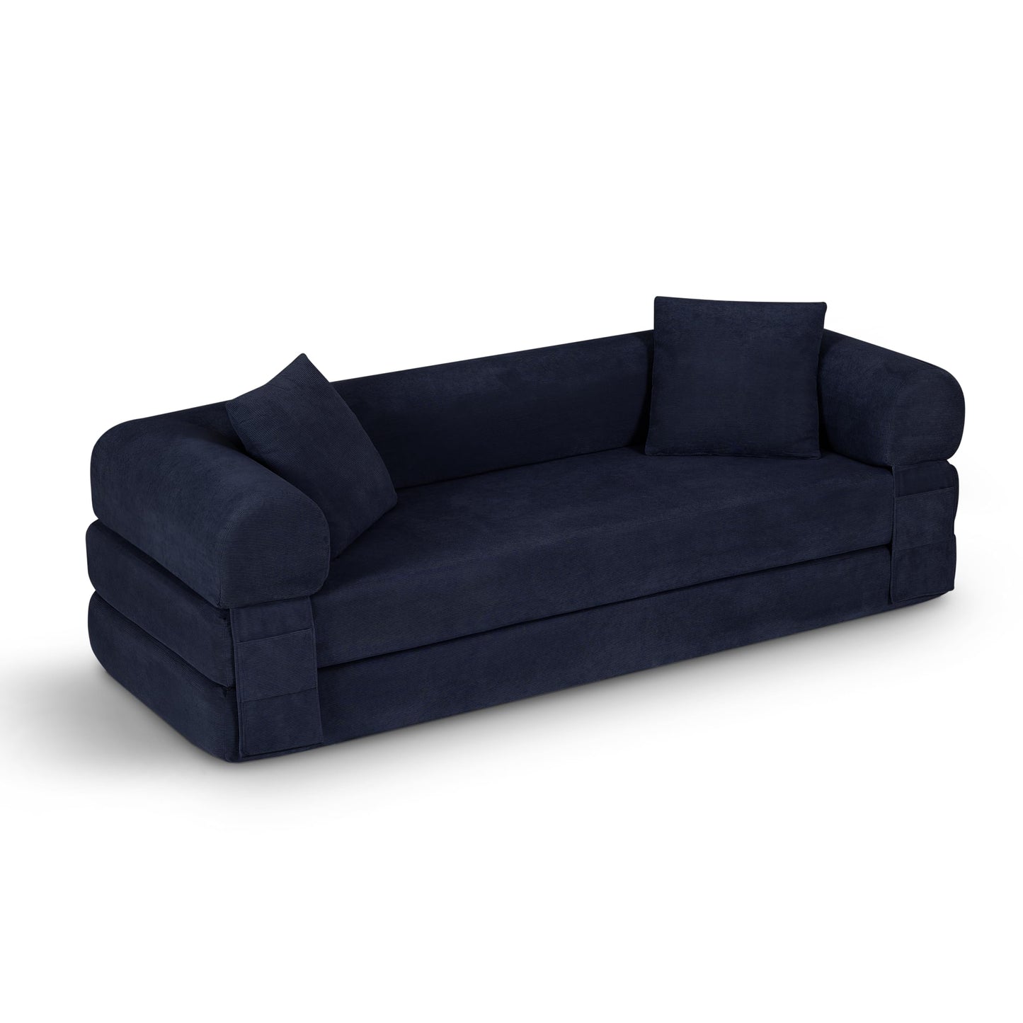 4-in-1 Folding Loveseat Convertible Sleeper Sofa Bed, 80" Oversized Corduroy Upholstered Cloud Love Seat DIY Combination Modular Sofa,Folding Mattress Couch for Living Room Bedroom