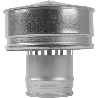 Vent Systems 4" Inch Round Roof Vent Cap – Galvanized Steel Chimney Rain Guard with Wind Shield – Heavy-Duty Weather-Resistant Protector Cap for Exhaust, Stove Pipe, Chimney - Outdoor Use